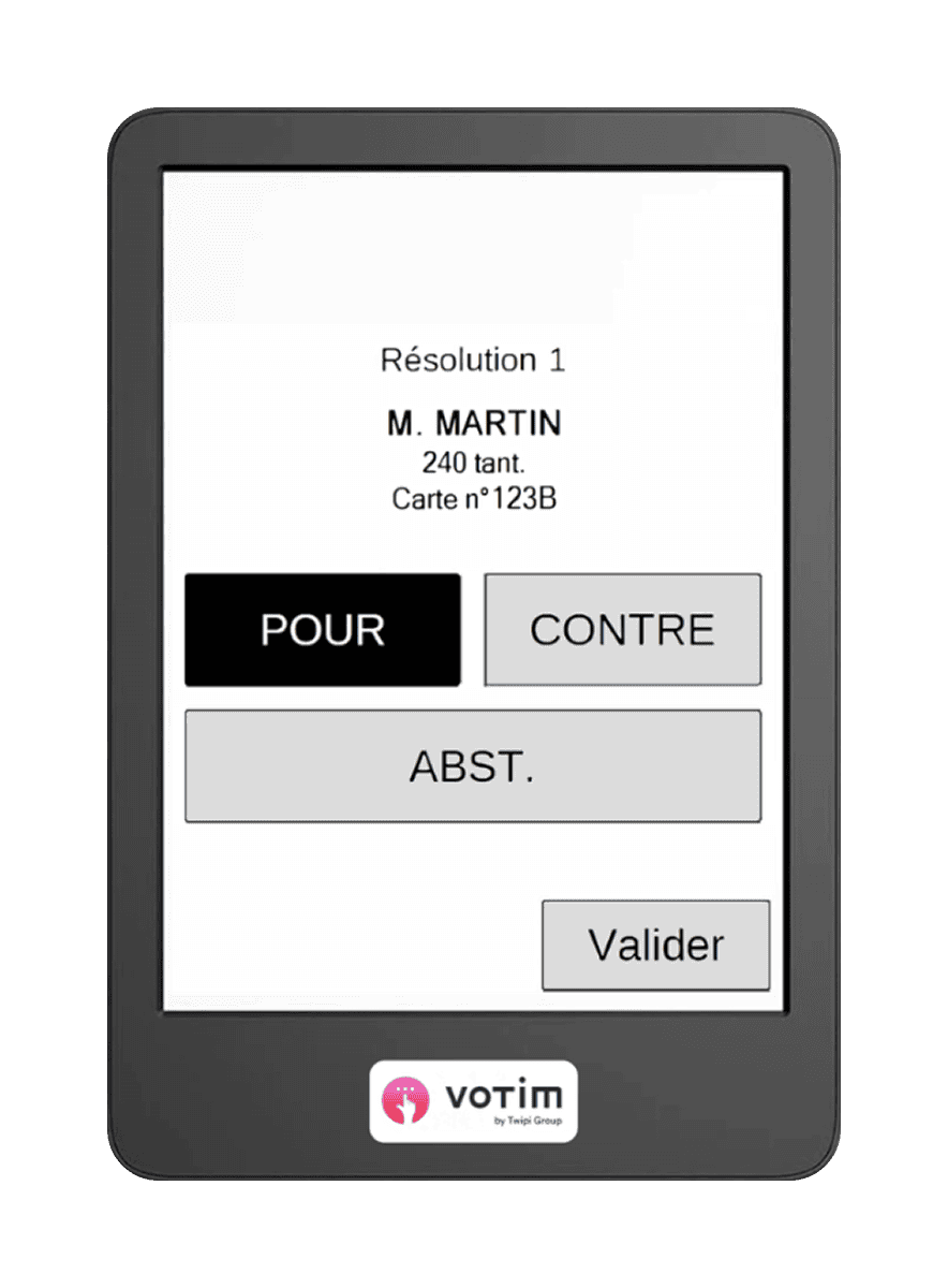 Vote sur tablette Votim en présentiel